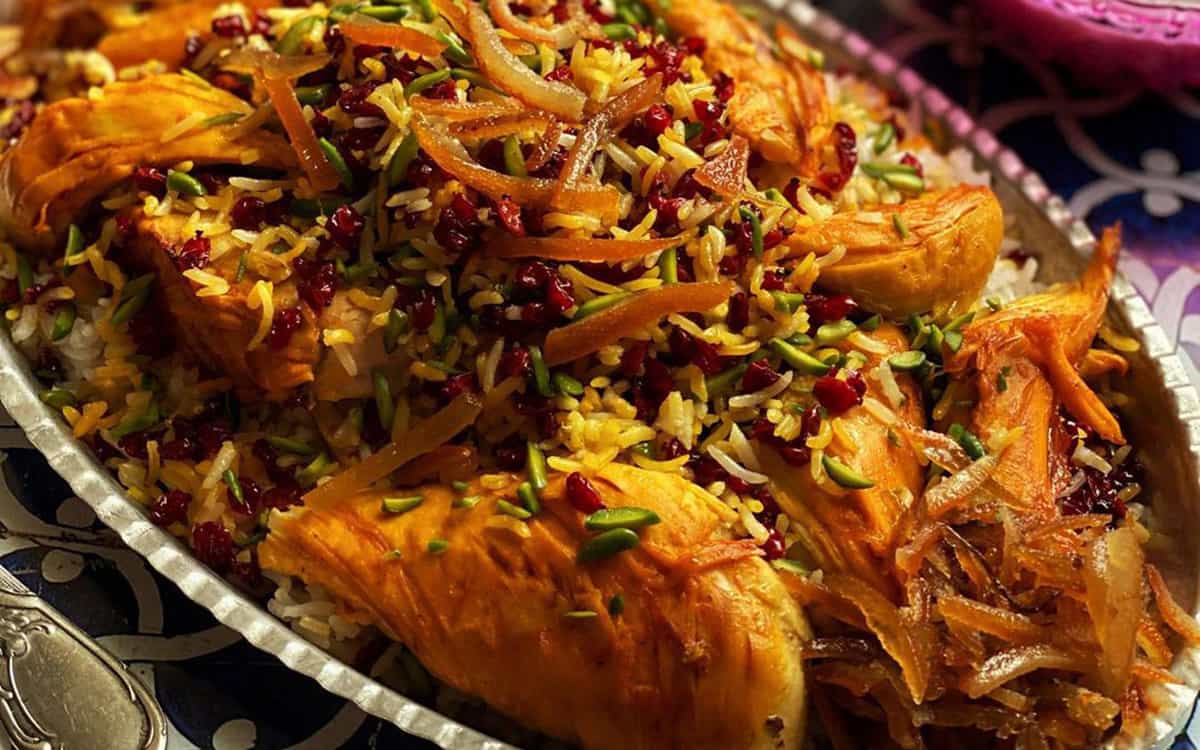 شیرین پلو با مرغ