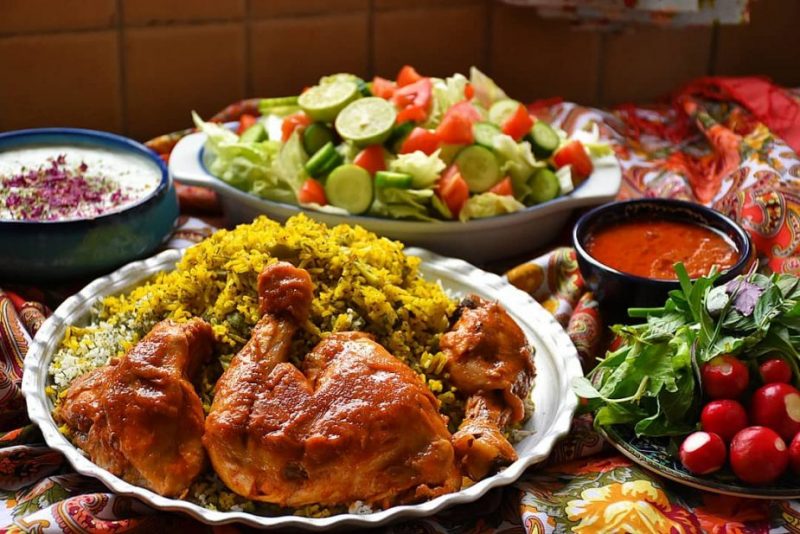 باقالی پلو با مرغ