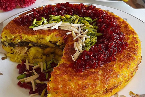ته چین اسفناج با مرغ